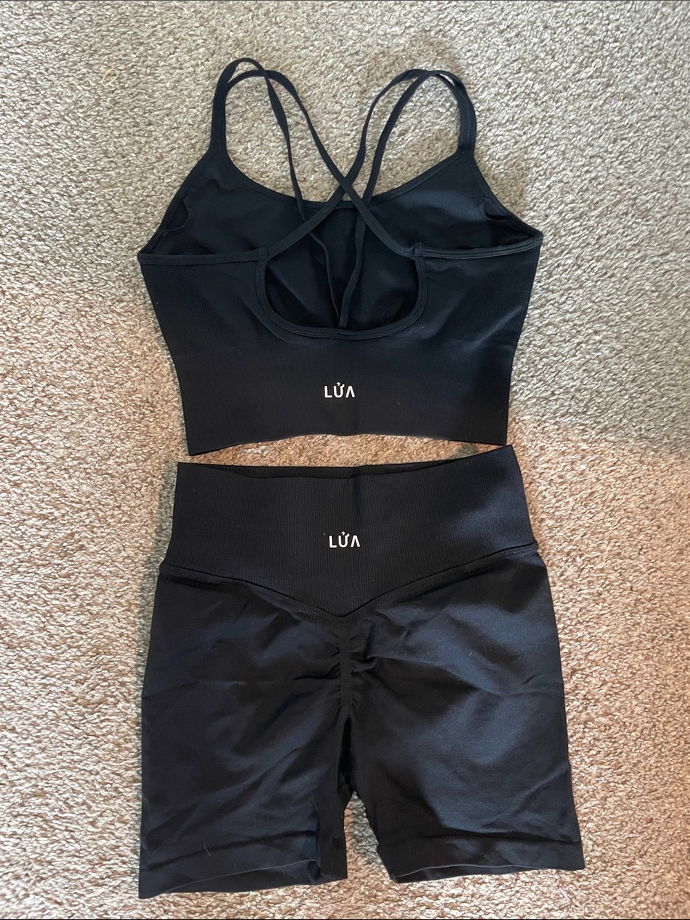 LūA Black Seamless Sports Bra & High-Waist Shorts Set